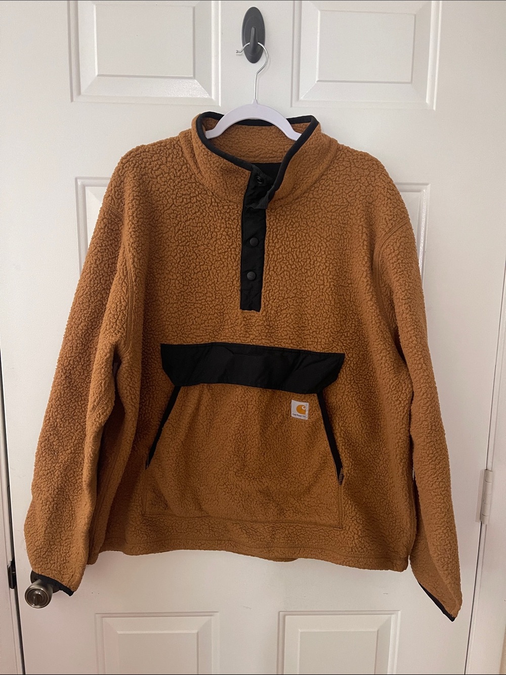 Carhartt Tan Sherpa Pullover with Black Accents